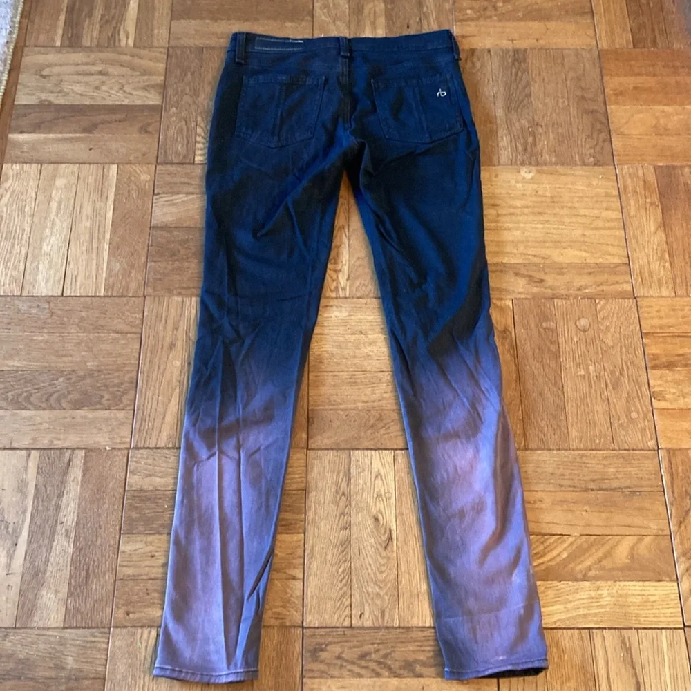 Rag and Bone rusted ombre leggings jeggings, black and mauve, brushed cotton, 26